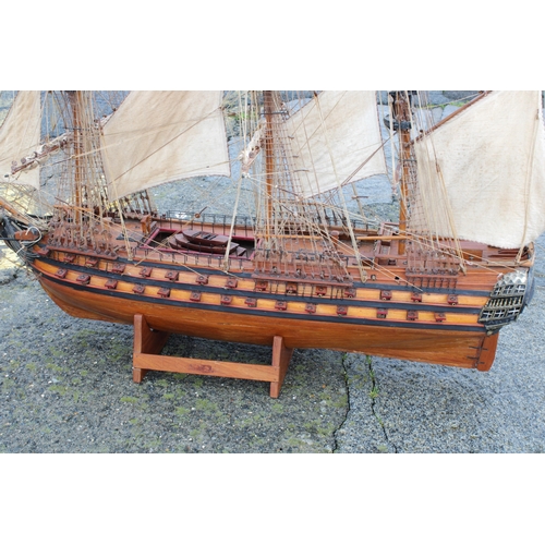 37 - A wooden model of the French 74-gun Téméraire-class ship of the line 'Superbe', 147cm long x approx.... 