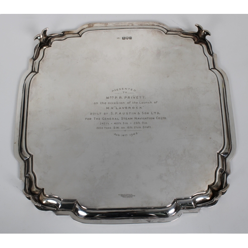 40 - Maritime interest - A silver presentation salver M.V. 