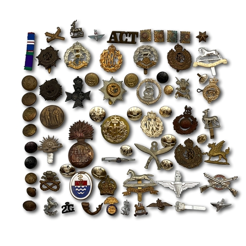 58 - A collection of various military badges, buttons and pips etc. (qty),