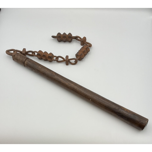 73 - WW1 Imperial German Trench Fighting Flail, handle length 49cm., chain 42.5cm.* As used by the notori... 