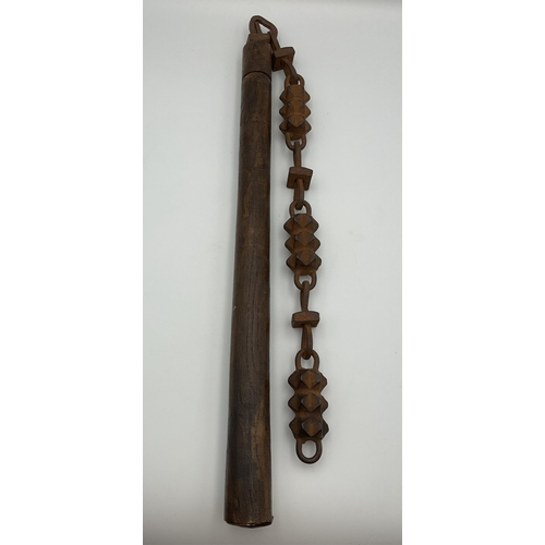 73 - WW1 Imperial German Trench Fighting Flail, handle length 49cm., chain 42.5cm.* As used by the notori... 