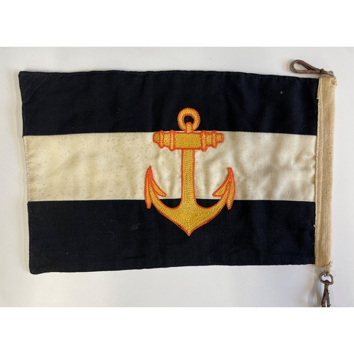 156 - German Third Reich Kriegsmarine Regimental Commander's car pennant, double sided rectangular, panels... 
