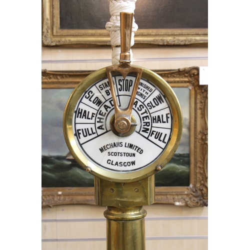 23A - A brass ships engine order telegraph converted to standard lamp, the duel-faced with directions and ... 