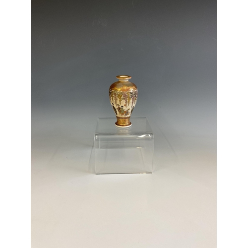 18 - A fine Japanese Satsuma miniature vase, Meiji period (1868-1912), richly decorated in the typical pa... 