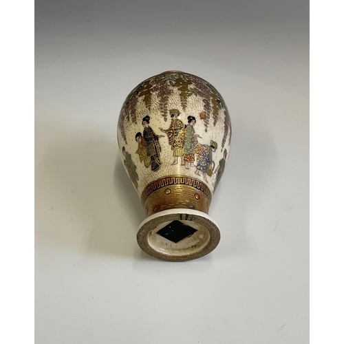 18 - A fine Japanese Satsuma miniature vase, Meiji period (1868-1912), richly decorated in the typical pa... 
