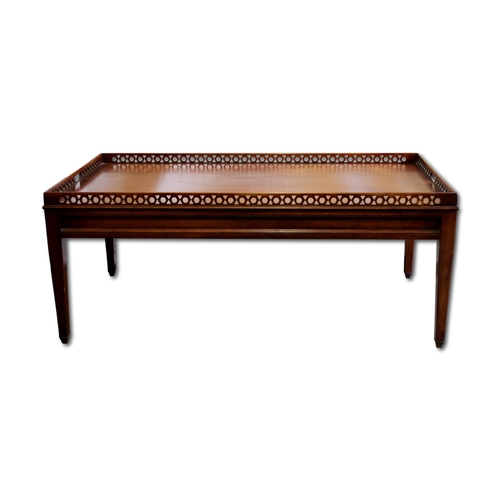 361 - A Chinese Chippendale style mahogany coffee table with pierced galleried top, 120 x 70cm, 49.5cm hig... 