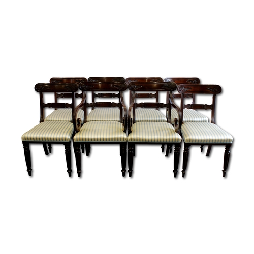 362 - A set of Regency style dining chairs, to include two carvers and six dining chairs, 20th Century (8)