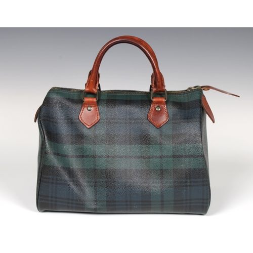 4 - A vintage Ralph Lauren Black Watch Tartan Boston bag, with tan cloth interior and single zip compart... 