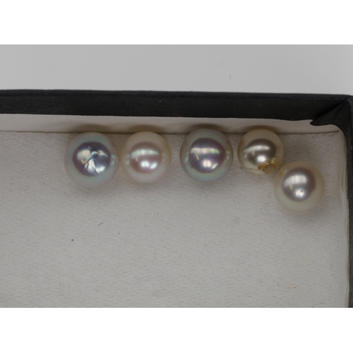 71 - Six white cabochon opals,, together with five fresh water pearls, two black pearls set as stud earri... 