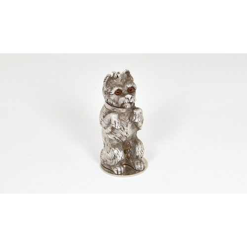 18 - An extremely rare and unusual Victorian novelty cast silver scent atomiser in the form of an excited... 