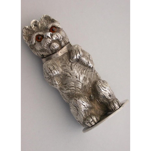 18 - An extremely rare and unusual Victorian novelty cast silver scent atomiser in the form of an excited... 
