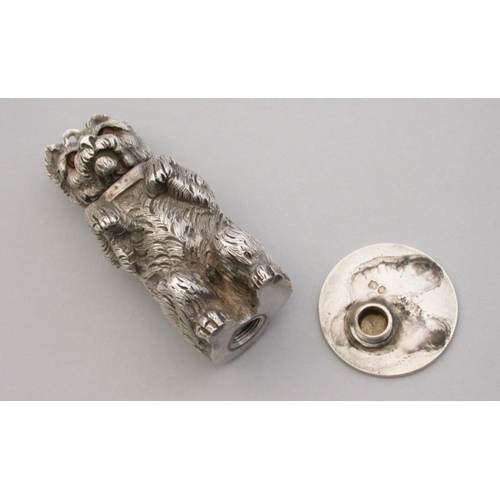 18 - An extremely rare and unusual Victorian novelty cast silver scent atomiser in the form of an excited... 
