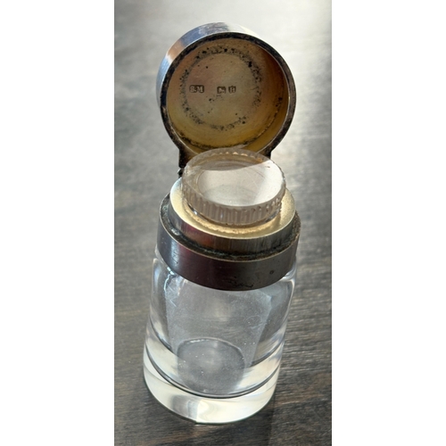 19 - A Victorian silver mounted Essex Crystal 'dog portrait' ( Yorkshire Terrier ?) scent bottle, Sampson... 