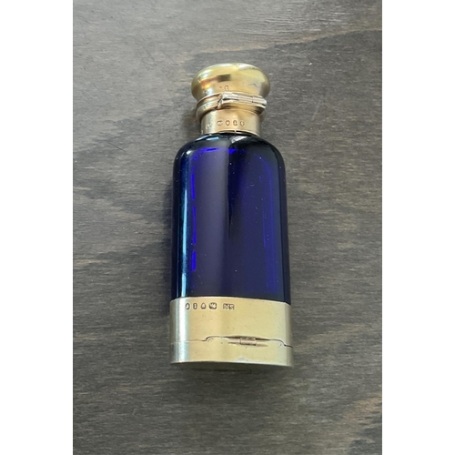 20 - A Victorian silver gilt & Bristol blue glass scent bottle and vinaigrette combination, Sampson Morda... 