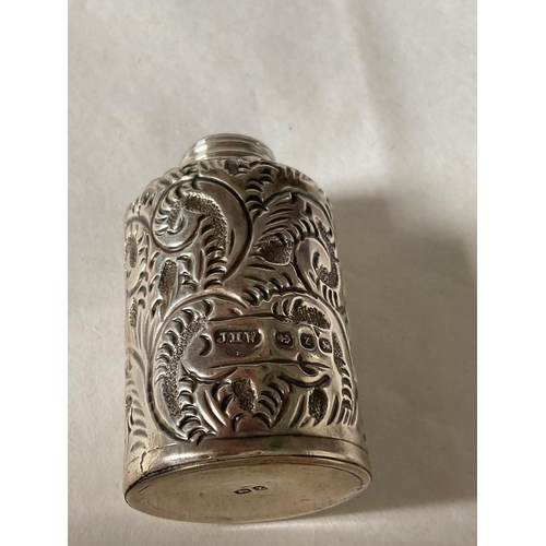 28 - A late Victorian silver scent bottle, Birmingham, 1899, maker's mark JHW, embossed with fern fronds ... 