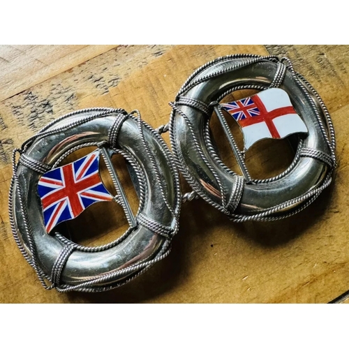 3 - Sailing interest - An extremely rare Victorian silver and enamel  Royal Yacht Squadron belt buckle f... 