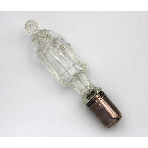 30 - A rare mounded glass silver / white metal figurative scent bottle, Probably Dutch, early 20th centur... 