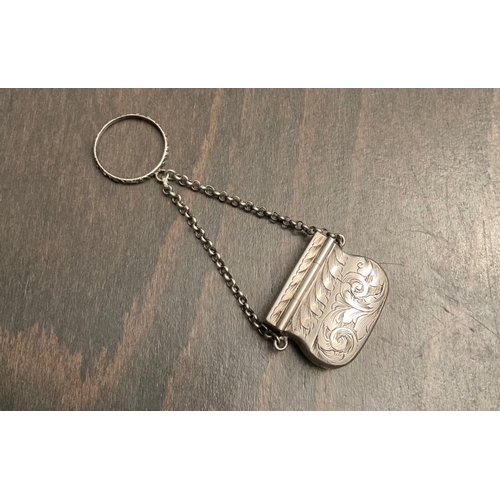 44 - A rare early Victorian novelty silver chatelaine purse / handbag vinaigrette, John Tongue, Birmingha... 