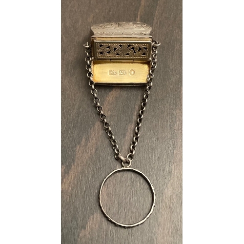44 - A rare early Victorian novelty silver chatelaine purse / handbag vinaigrette, John Tongue, Birmingha... 