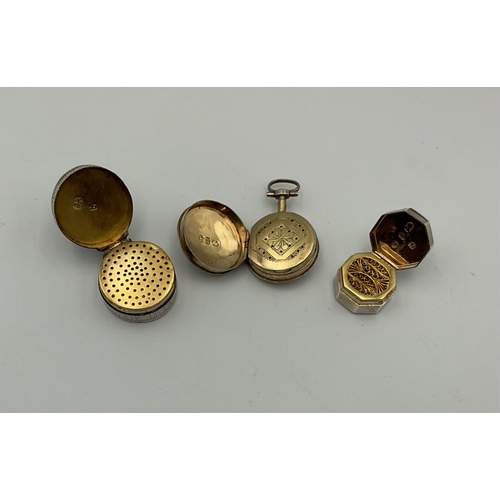47 - Three George III silver vinaigrettes, to include two by John Thropp, Birmingham, the first silver gi... 