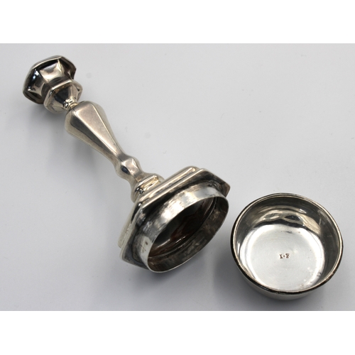 51 - An extremely rare unique novelty Victorian silver miniature candlestick and snuff box combination, H... 