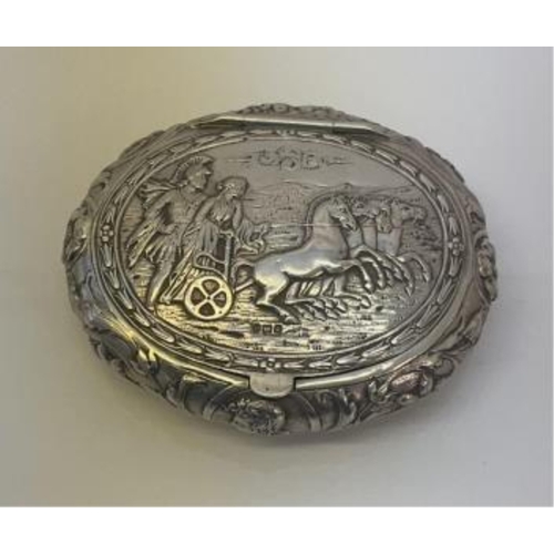 56 - An Edwardian silver oval pebble form snuff box, import marks for Cornelius Desormeaux Saunders & Jam... 