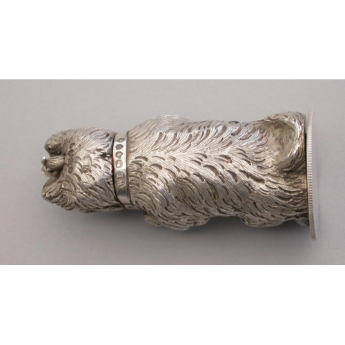 18 - An extremely rare and unusual Victorian novelty cast silver scent atomiser in the form of an excited... 