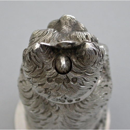18 - An extremely rare and unusual Victorian novelty cast silver scent atomiser in the form of an excited... 