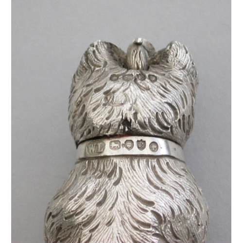 18 - An extremely rare and unusual Victorian novelty cast silver scent atomiser in the form of an excited... 