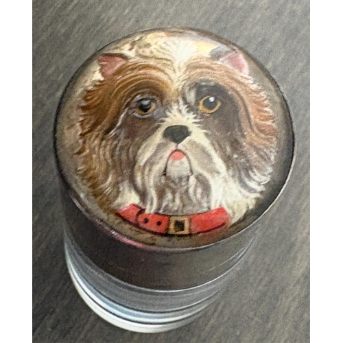 19 - A Victorian silver mounted Essex Crystal 'dog portrait' ( Yorkshire Terrier ?) scent bottle, Sampson... 