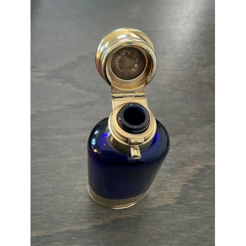 20 - A Victorian silver gilt & Bristol blue glass scent bottle and vinaigrette combination, Sampson Morda... 