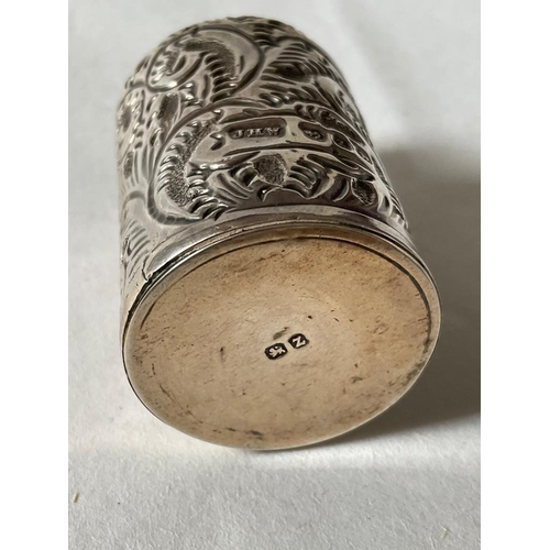 28 - A late Victorian silver scent bottle, Birmingham, 1899, maker's mark JHW, embossed with fern fronds ... 