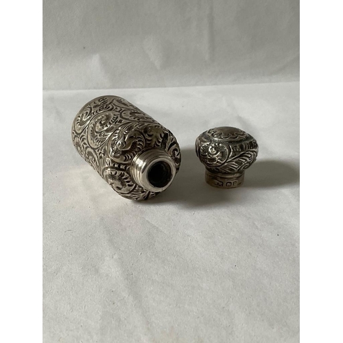28 - A late Victorian silver scent bottle, Birmingham, 1899, maker's mark JHW, embossed with fern fronds ... 