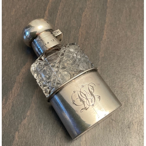 34 - A rare Continental novelty silver mounted cut glass scent bottle, Stamped 935 and other hallmarks, M... 