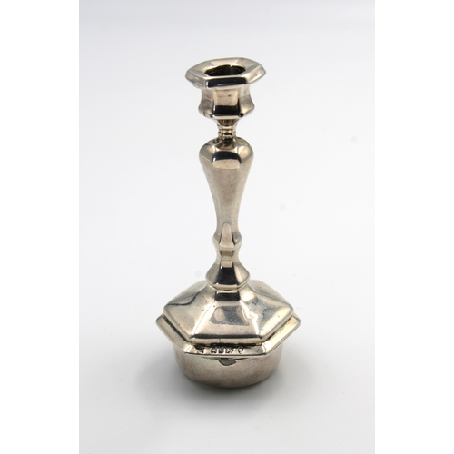 51 - An extremely rare unique novelty Victorian silver miniature candlestick and snuff box combination, H... 
