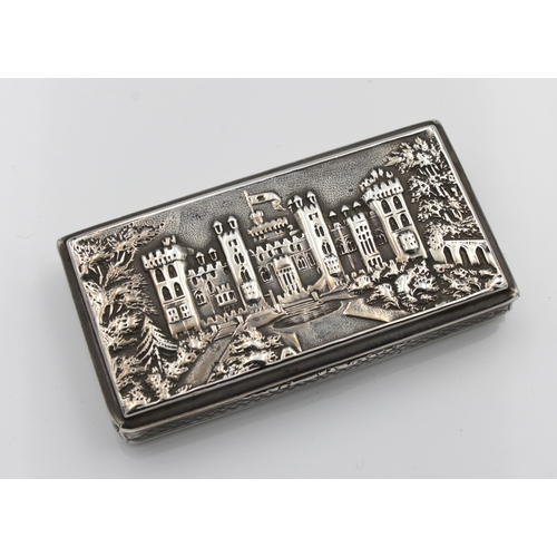 52 - A William IV / Victorian silver rectangular 'Castle Top' snuff box, Nathaniel Mills, Birmingham, 183... 