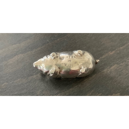 53 - A rare Victorian period novelty silver pig snuff box, London import marks for David Bridge, 1895, mo... 