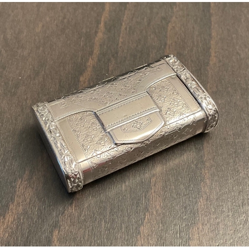 55 - A George III novelty silver snuff box modelled in the form of a purse, Joseph Willmore, Birmingham, ... 