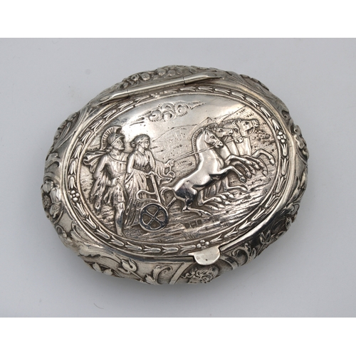 56 - An Edwardian silver oval pebble form snuff box, import marks for Cornelius Desormeaux Saunders & Jam... 