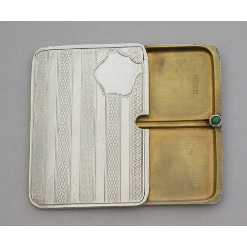 95 - An Edwardian silver side by side twin compartment Patent sliding stamp case, maker's marked rubbed, ... 