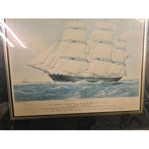 693 - Framed LITHOGRAPH CLIPPER SHIP 