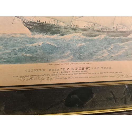 693 - Framed LITHOGRAPH CLIPPER SHIP 