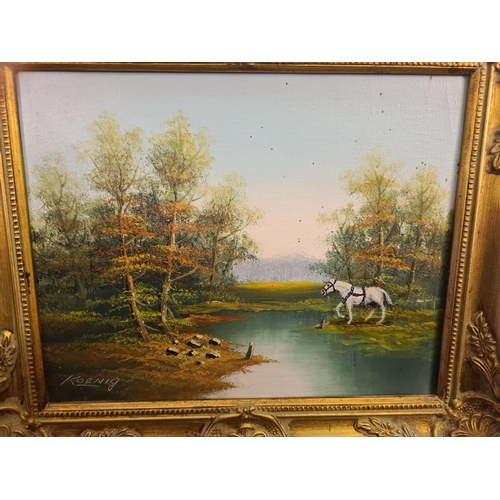 694 - Wilhelm Koenig Forest Scene Oil on Canvas 13