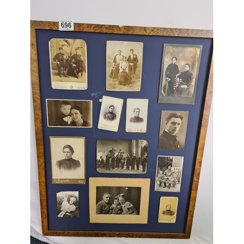 696 - Framed Set of old Russian Photographs (No Glass)