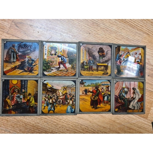 148 - Collection of Magic Lantern Slides Incl. Aladdin,  Peter Pan, Puss n Boots etc