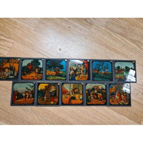 148 - Collection of Magic Lantern Slides Incl. Aladdin,  Peter Pan, Puss n Boots etc