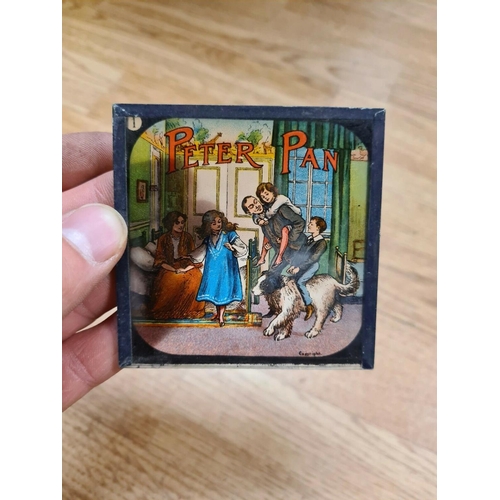 148 - Collection of Magic Lantern Slides Incl. Aladdin,  Peter Pan, Puss n Boots etc