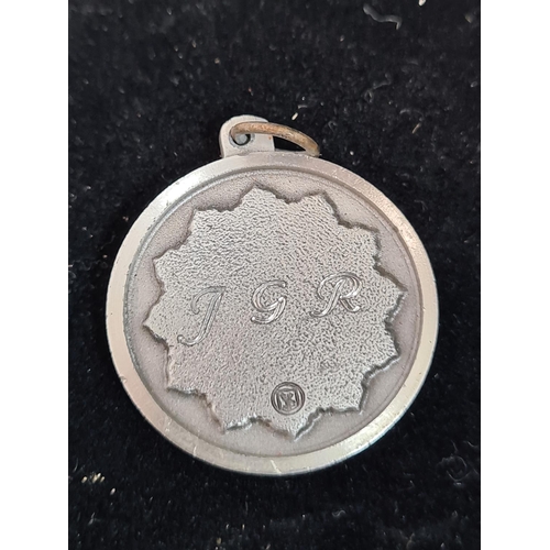 154 - White Metal Chinese Dragon Medallion