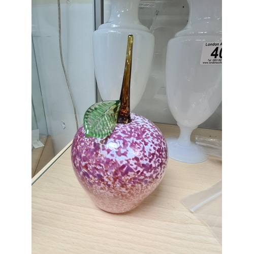 43 - Good Quality Apple Glass Paperweight 17cm Tall