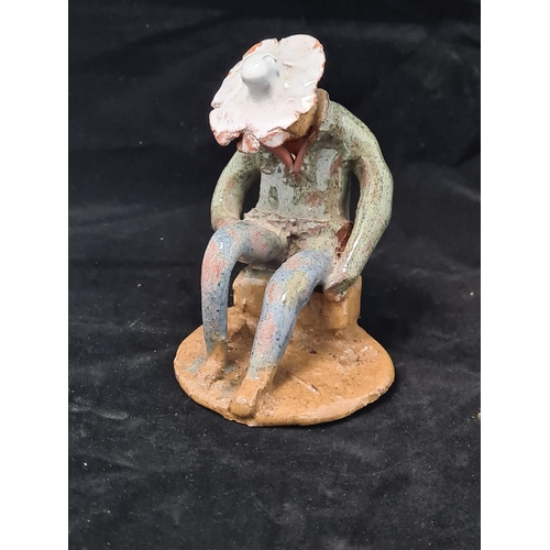 63 - Studio Pottery Figure of a Seated Man